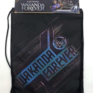BLACK PANTHER WAKANDA FOREVER DIAGONAL DRAWSTRING BLACK CINCH SACK
